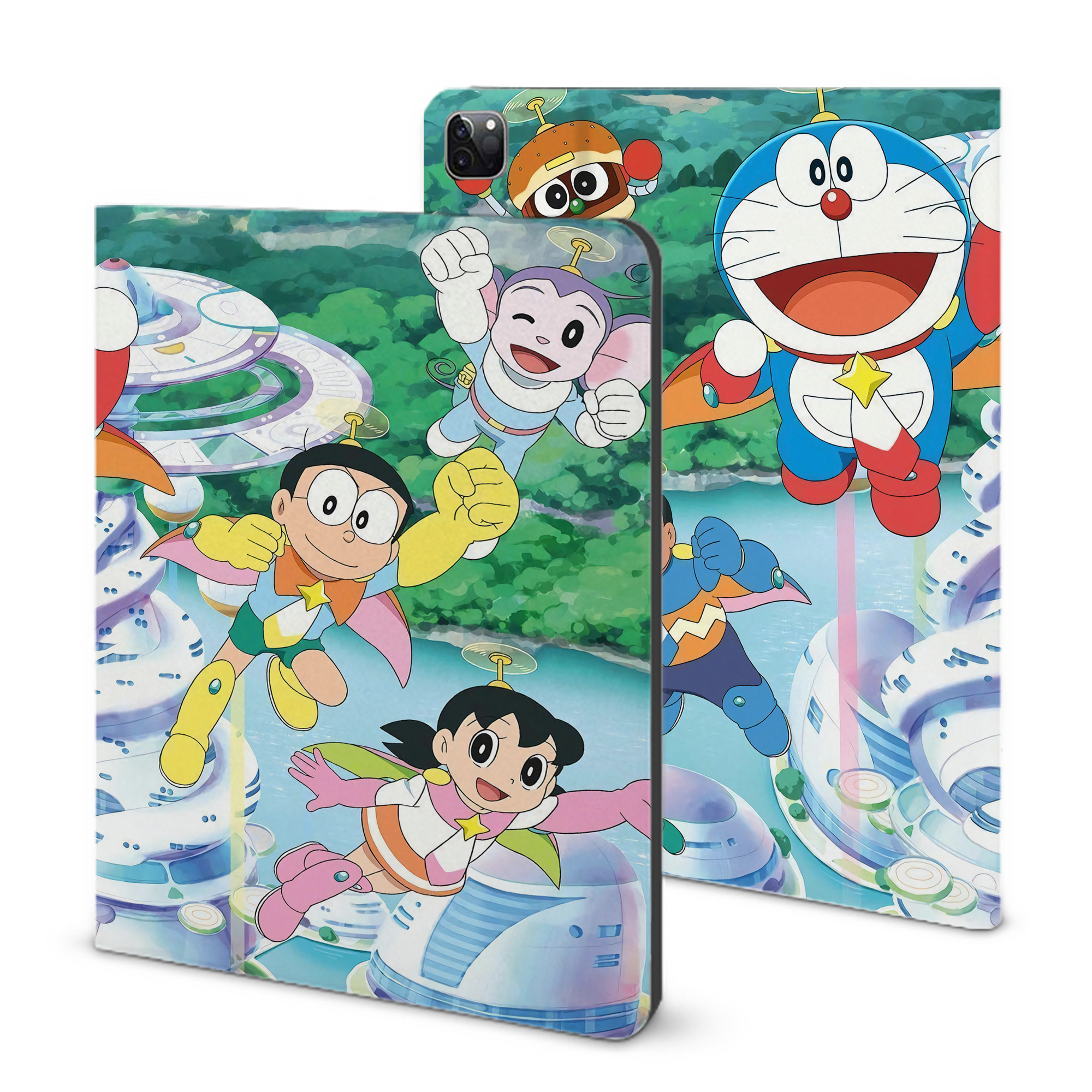 （画像用） ドラえもん Doraemon IPad ケース ブック型 PUレザー TPU 耐衝撃 軽量 薄型 ペン収納なし 全面保護 IPad 各モデル対応